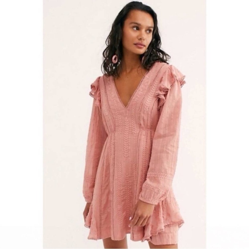 Free People Isabella Mini Dress Pink Ruffle | Size 4 | Never Worn! NWOT